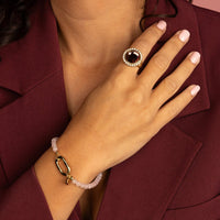 Rose Quartz armband – Edelsteen & stainless steel 14k goud - My Bendel