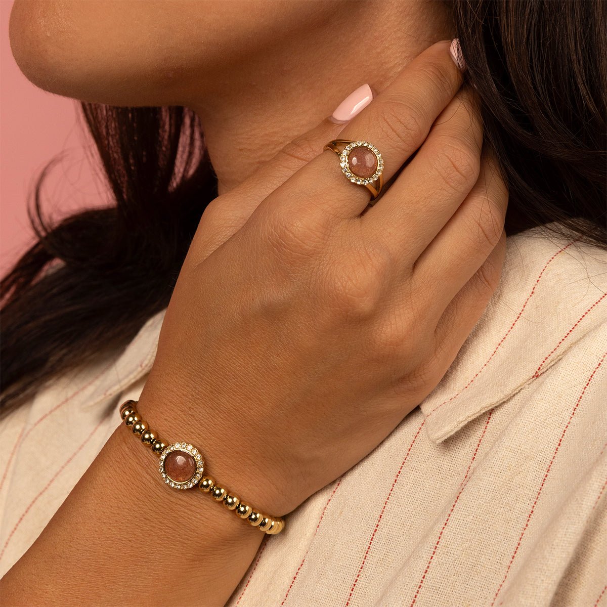 Berry Quartz Armband – Goudkleurige finesse - My Bendel