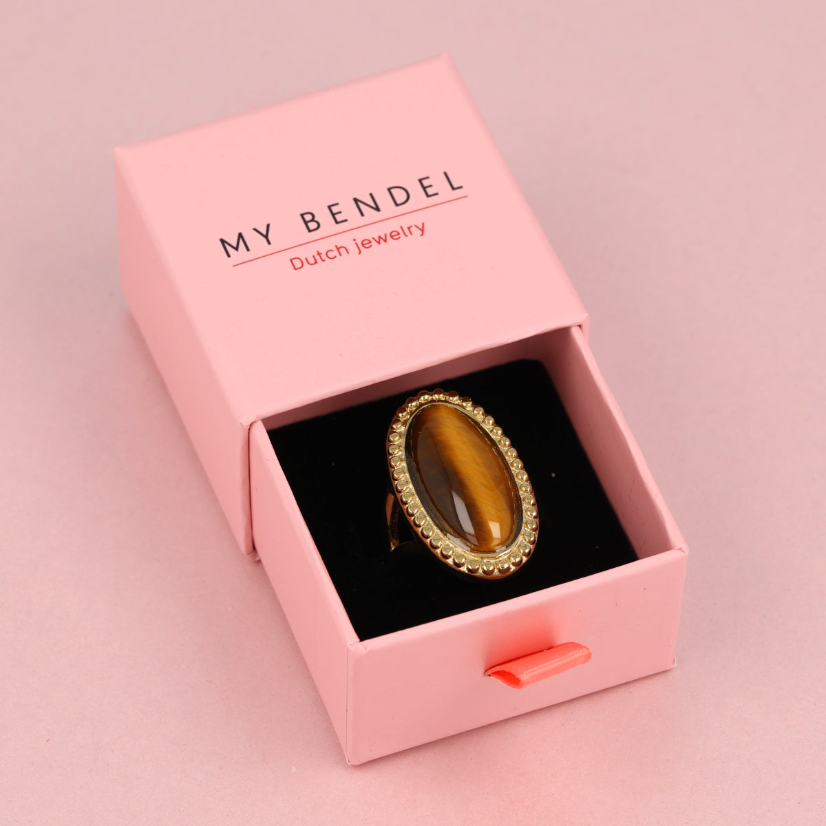 Vintage Ring met Ovale Edelsteen • Tiger Eye