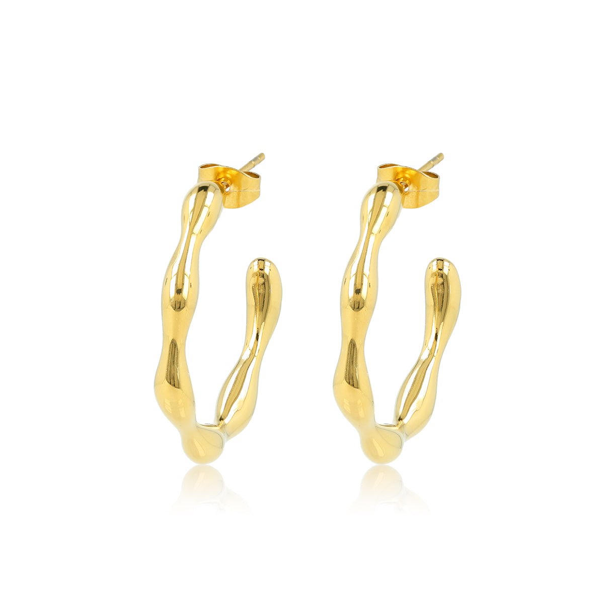 Golvende Gouden Oorringen – Tijdloze Elegantie met een Moderne Vorm - My Bendel