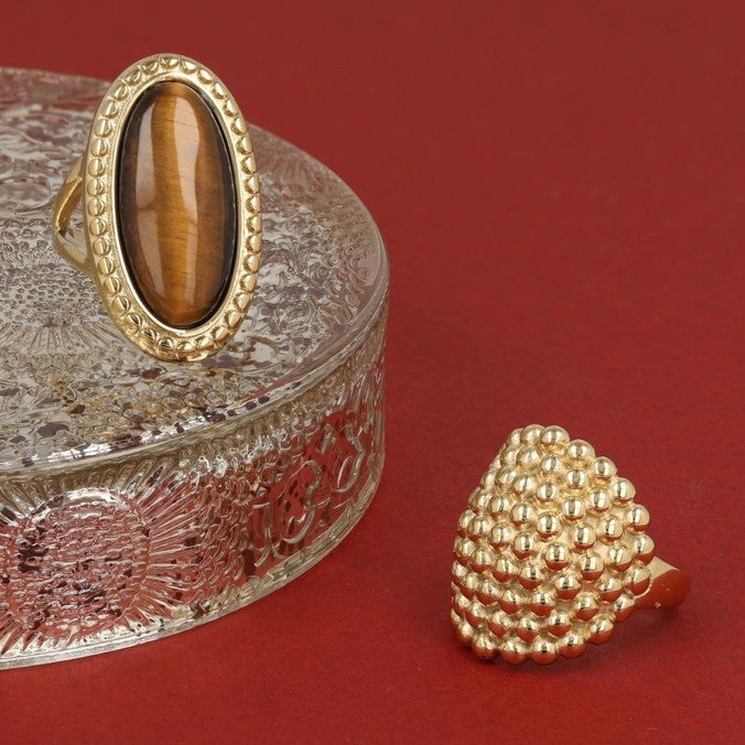 Statement Ring Goud – Bolletjes Design 15 mm - My Bendel