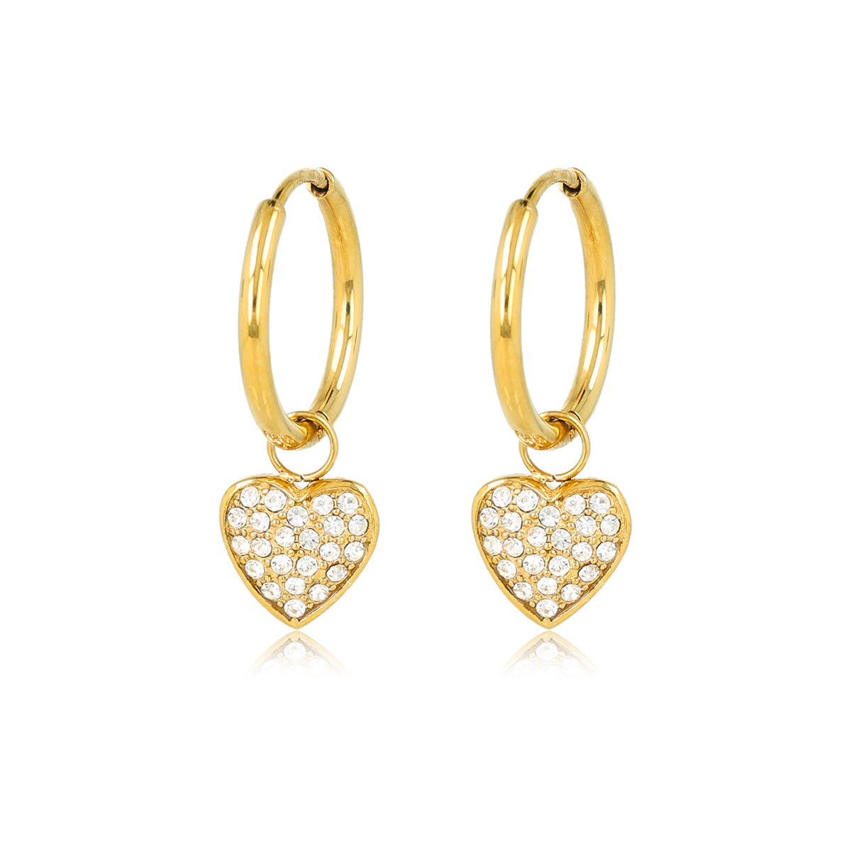 Gouden Oorringen met zirkonia hartjes - My Bendel - My Bendel