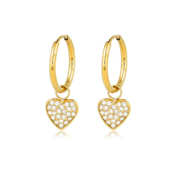 Gouden Oorringen met zirkonia hartjes - My Bendel - My Bendel