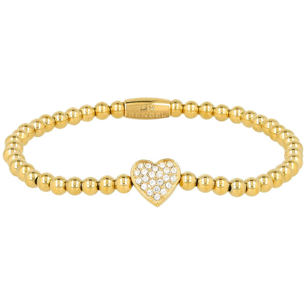 Gouden Armband met zirkonia hartje - My Bendel - My Bendel
