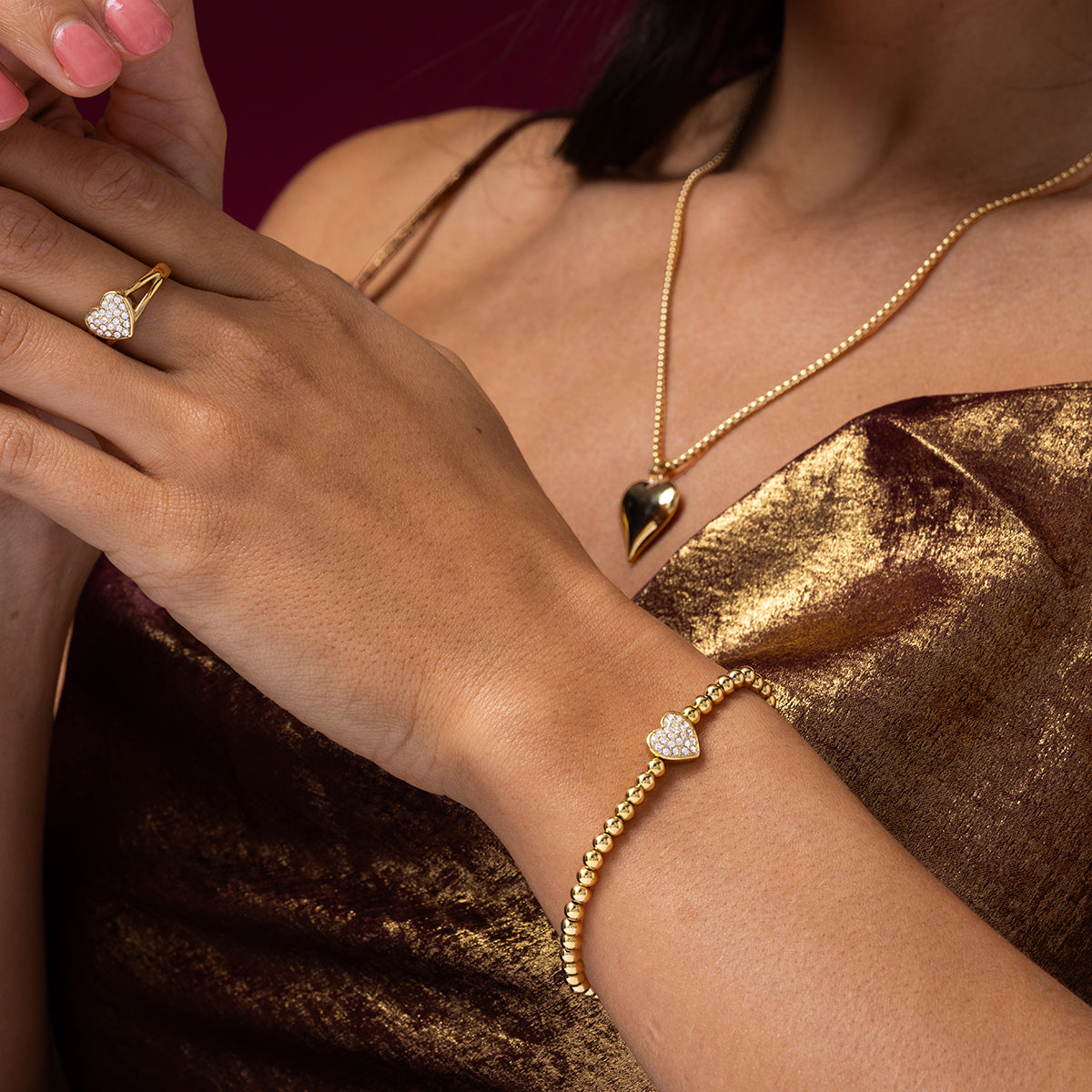 Sieraden set zirkonia hartjes