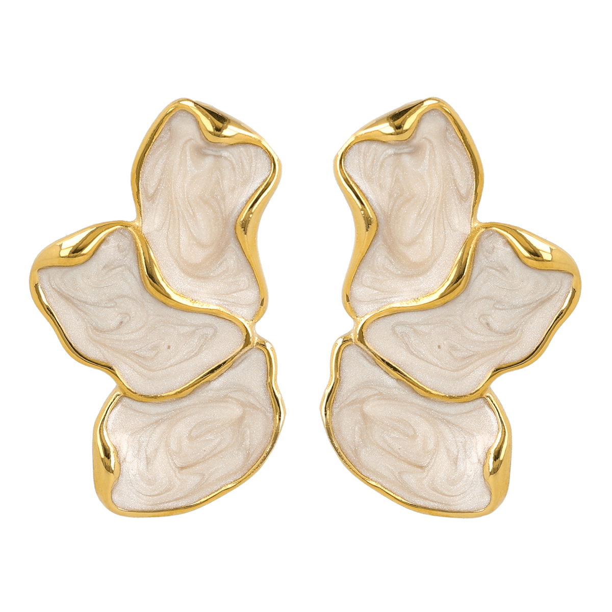 My Bendel statement oorbellen goud & Mother of Pearl – stainless steel - My Bendel