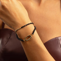 Onyx power armband – Edelsteen & stainless steel - My Bendel