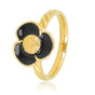 Luxe bloemenring zwart - stainless steel