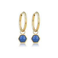Oorringen met zeshoek Blue Aventurine hanger