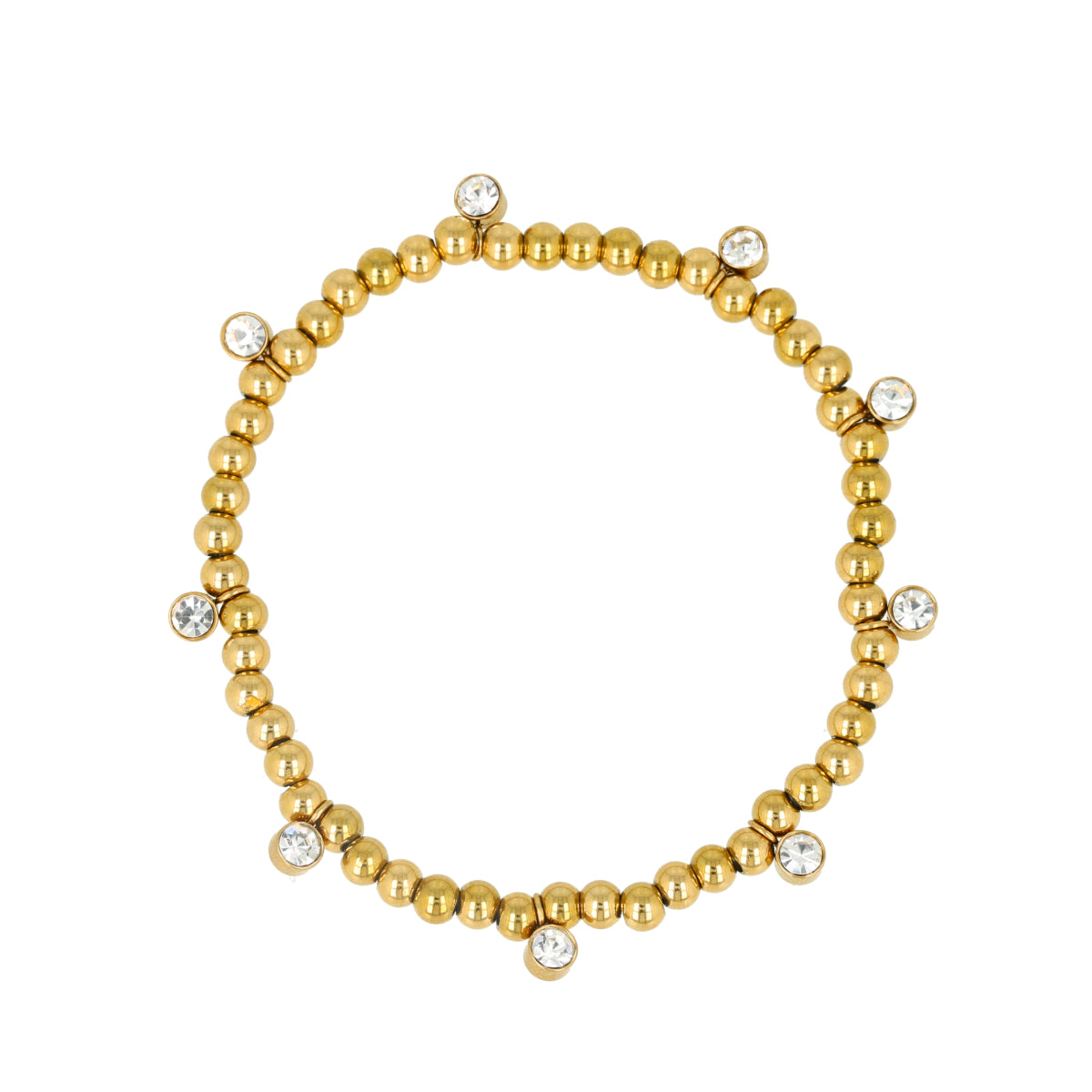 Stralende gouden kralenarmband met zirkonia