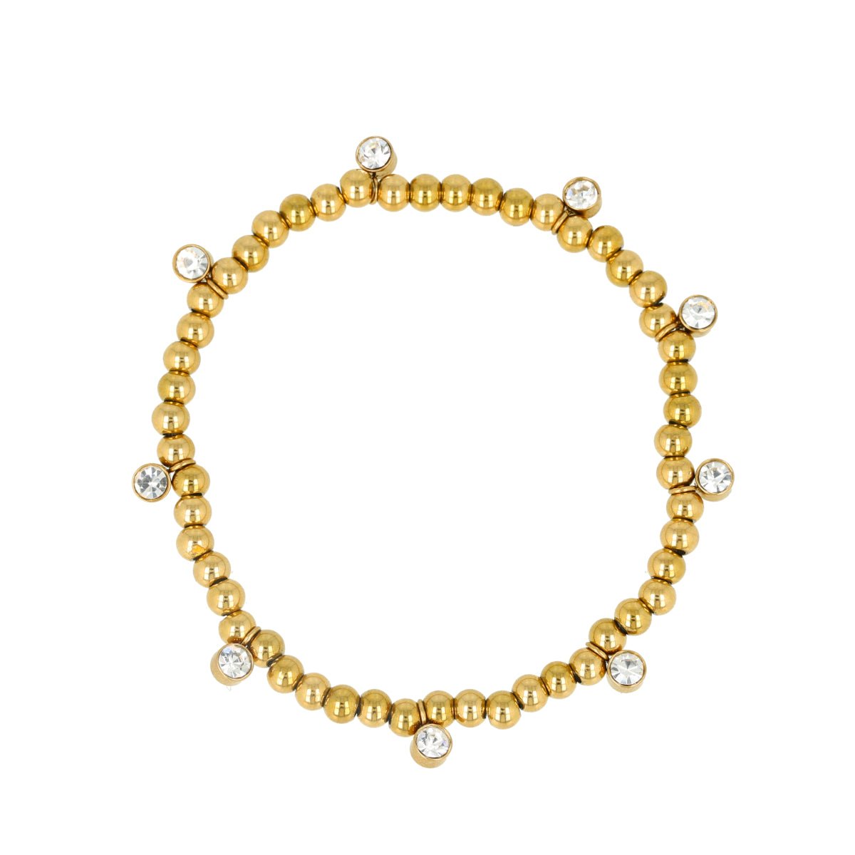 Stralende gouden kralenarmband met zirkonia - My Bendel