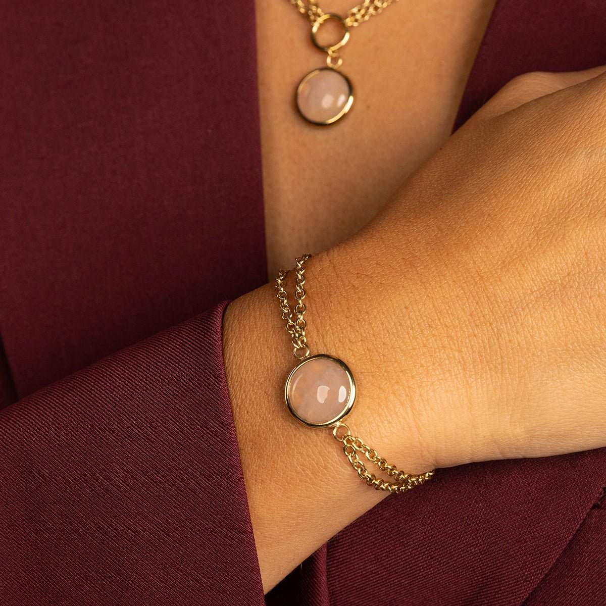 Rose Quartz dubbele armband - My Bendel - My Bendel
