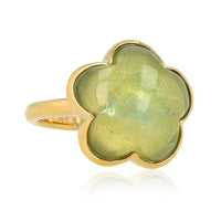 Golden Flower Ring - Green Fluorite