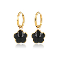 Earrings with Flower Pendant • Onyx
