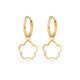 Golden Earring with White Aventurine Pendant in Flower Pattern - Gold-Colored & White