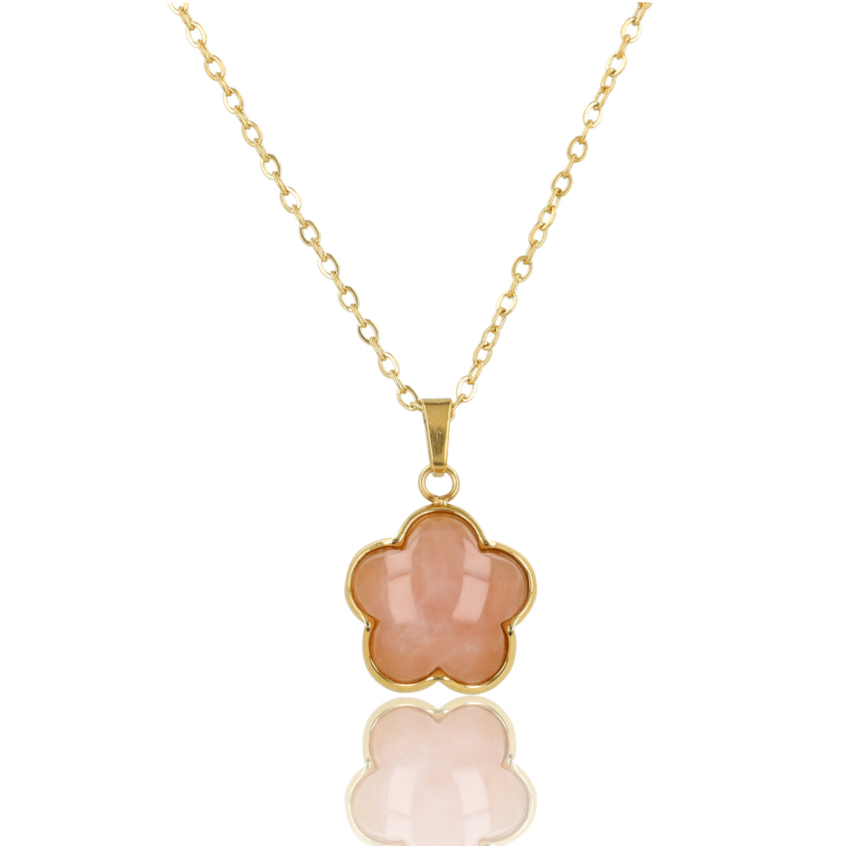 Necklace with Flower Pendant • Rose Quartz