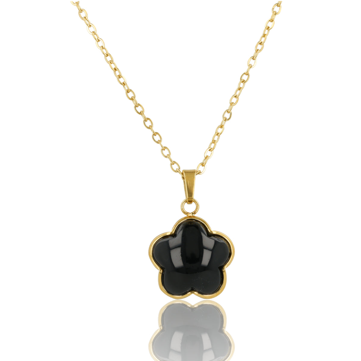 Ketting met Bloem Hanger • Onyx