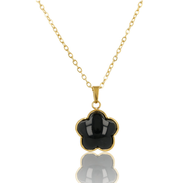 Necklace with Flower Pendant • Onyx