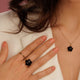 Golden Flower Ring - Onyx