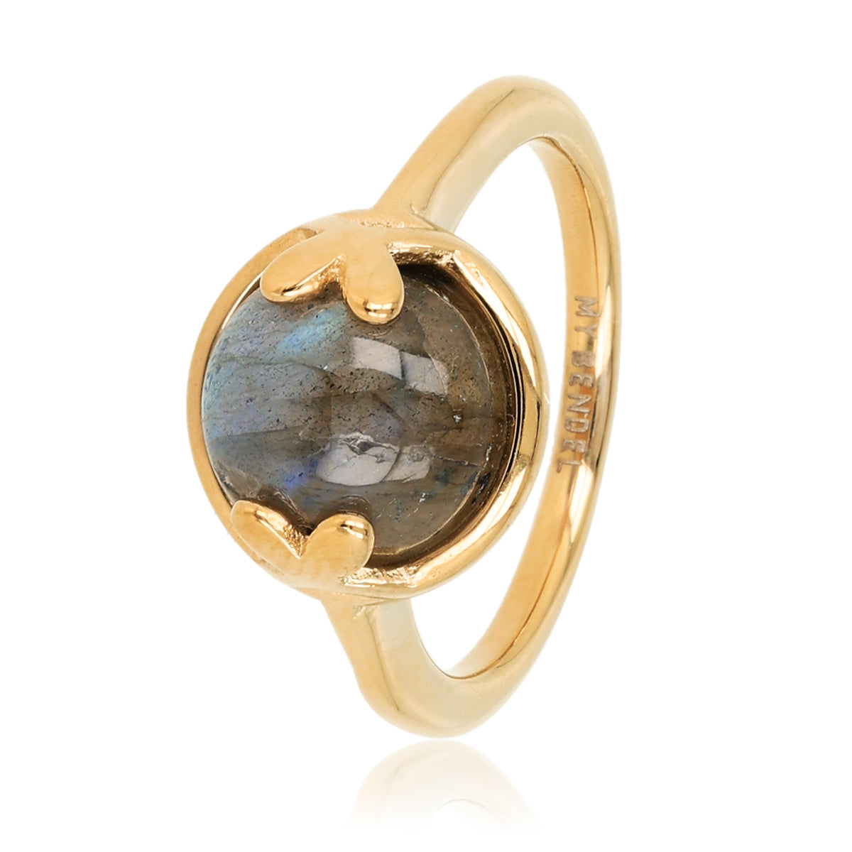 Ring met Hartjesdetail en Ronde Edelsteen • Maansteen
