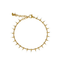 Delicate Charm Bracelet with Playful Rods - Gold-Colored & White