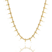 Delicate Necklace with Playful Rods - Gold-Colored & White