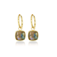 Oorbellen met Labradorite hanger - My Bendel