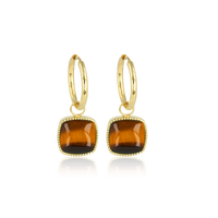 Oorbellen met Tiger Eye hanger - My Bendel