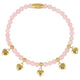 Bracelet with Heart Charms • Rose Quartz