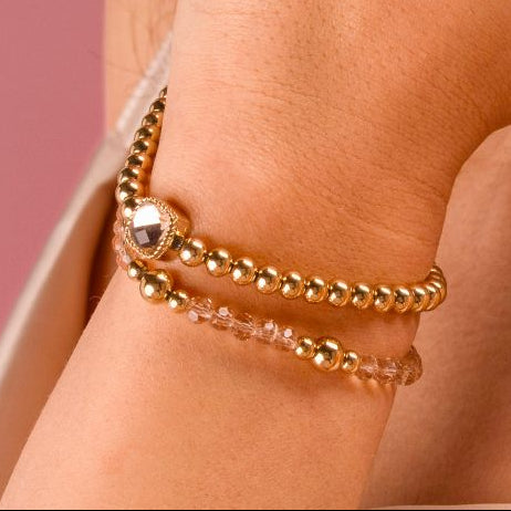 Armbandset mit rauchigem Topas-Glasstein