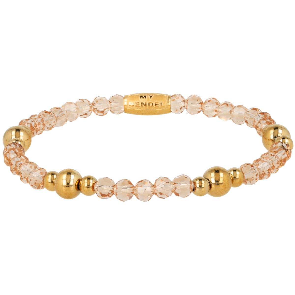 Crystal Glass Bracelet with Gold Beads • Smoky Topaz