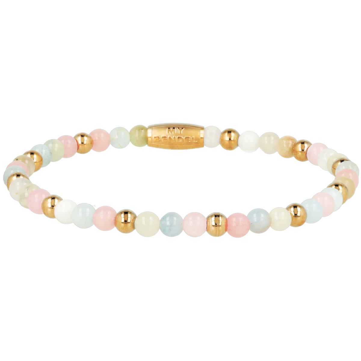 Elastic Beaded Bracelet with Various Gemstones • Rose Quartz, Morganite & Moonstone