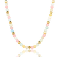 Beaded necklace with various precious stones - rose quartz, morganite & moonstone