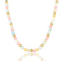 Beaded necklace with various precious stones - rose quartz, morganite & moonstone
