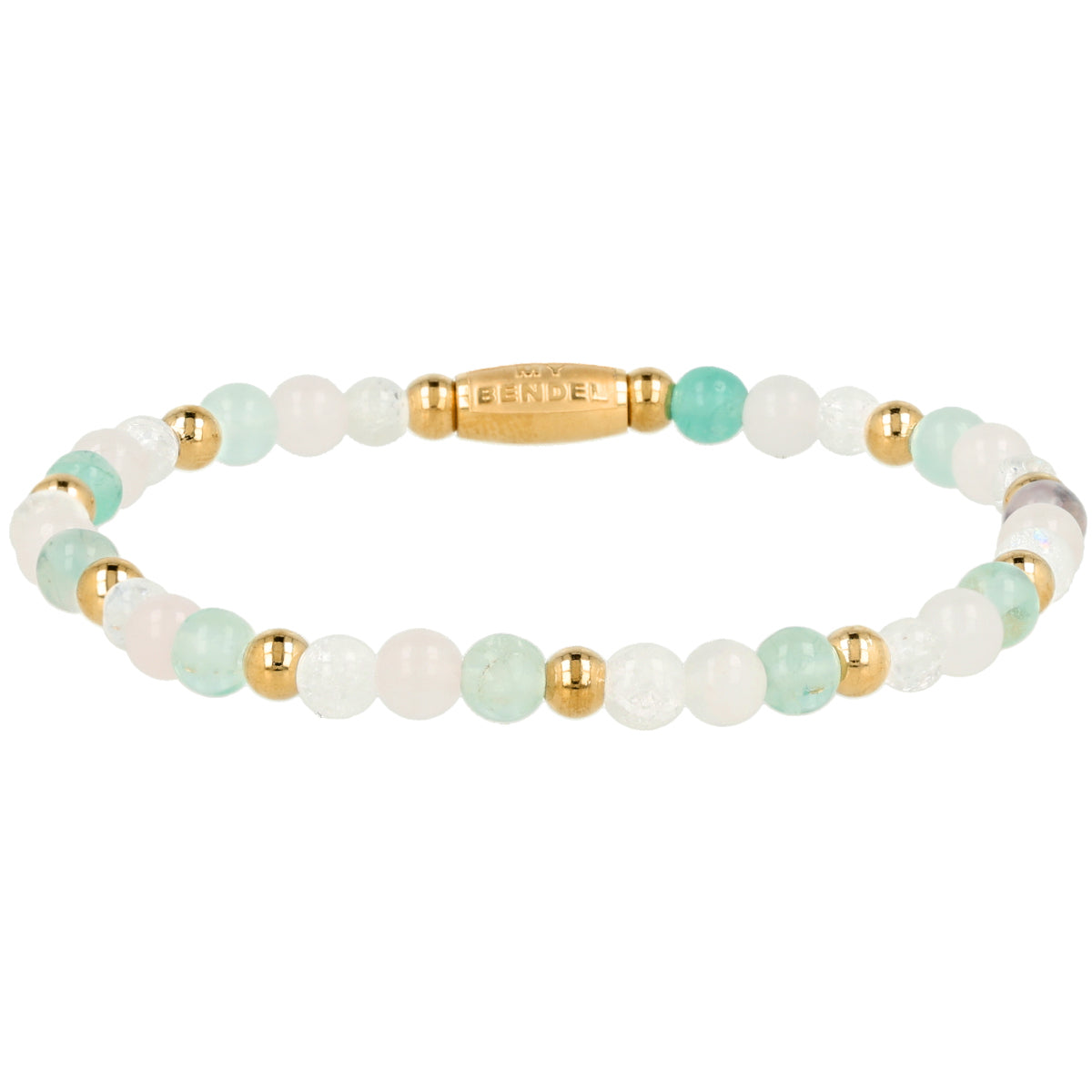 Elastic Beaded Bracelet with Various Gemstones • Rose Quartz, White Quartz & Fluorite
