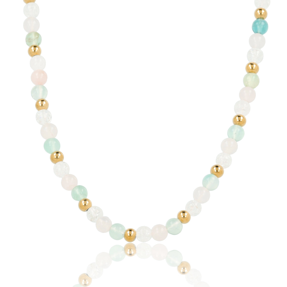 Kralenketting met Verschillende Edelstenen - Rose Quartz, White Quartz & Fluorite