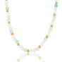 Beaded Necklace with Various Precious Stones - Rose Quartz, White Quartz & Fluorite