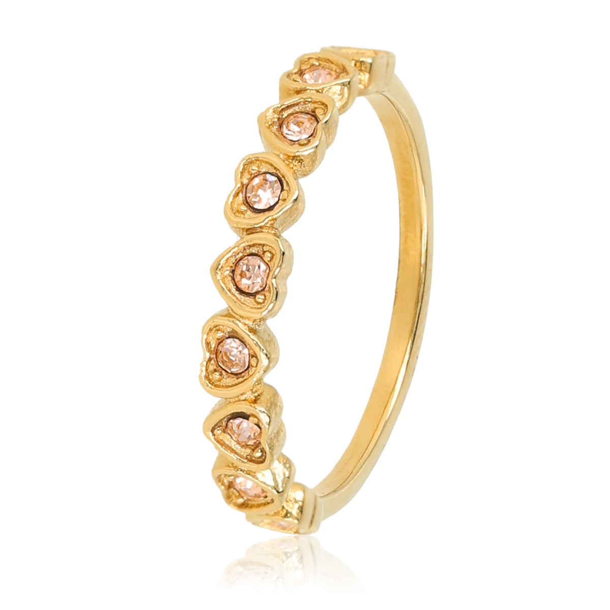 Heart Ring with Zirconia Stones • Champagne