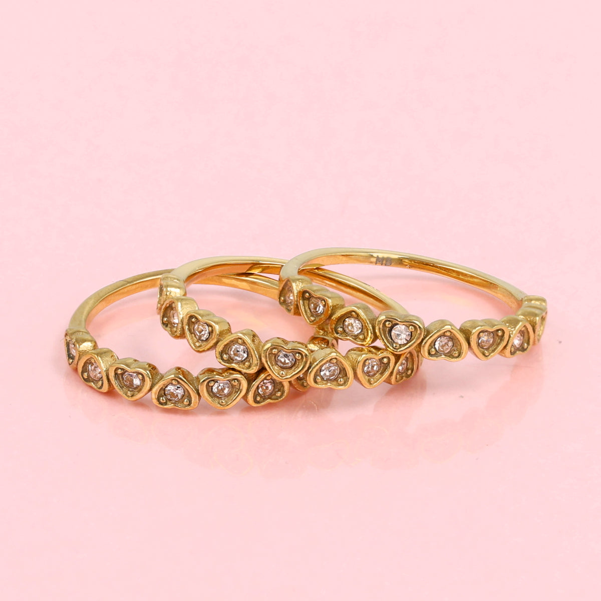 Heart Ring with Zirconia Stones • Champagne