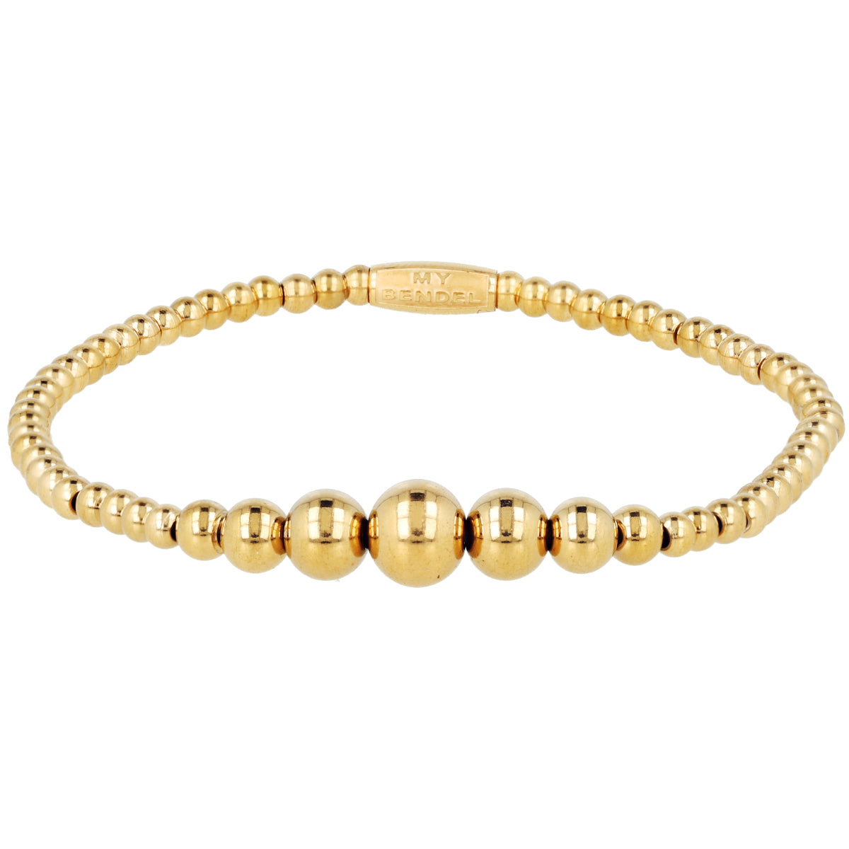 Elastic Bracelet with Gold Beads in Various Sizes