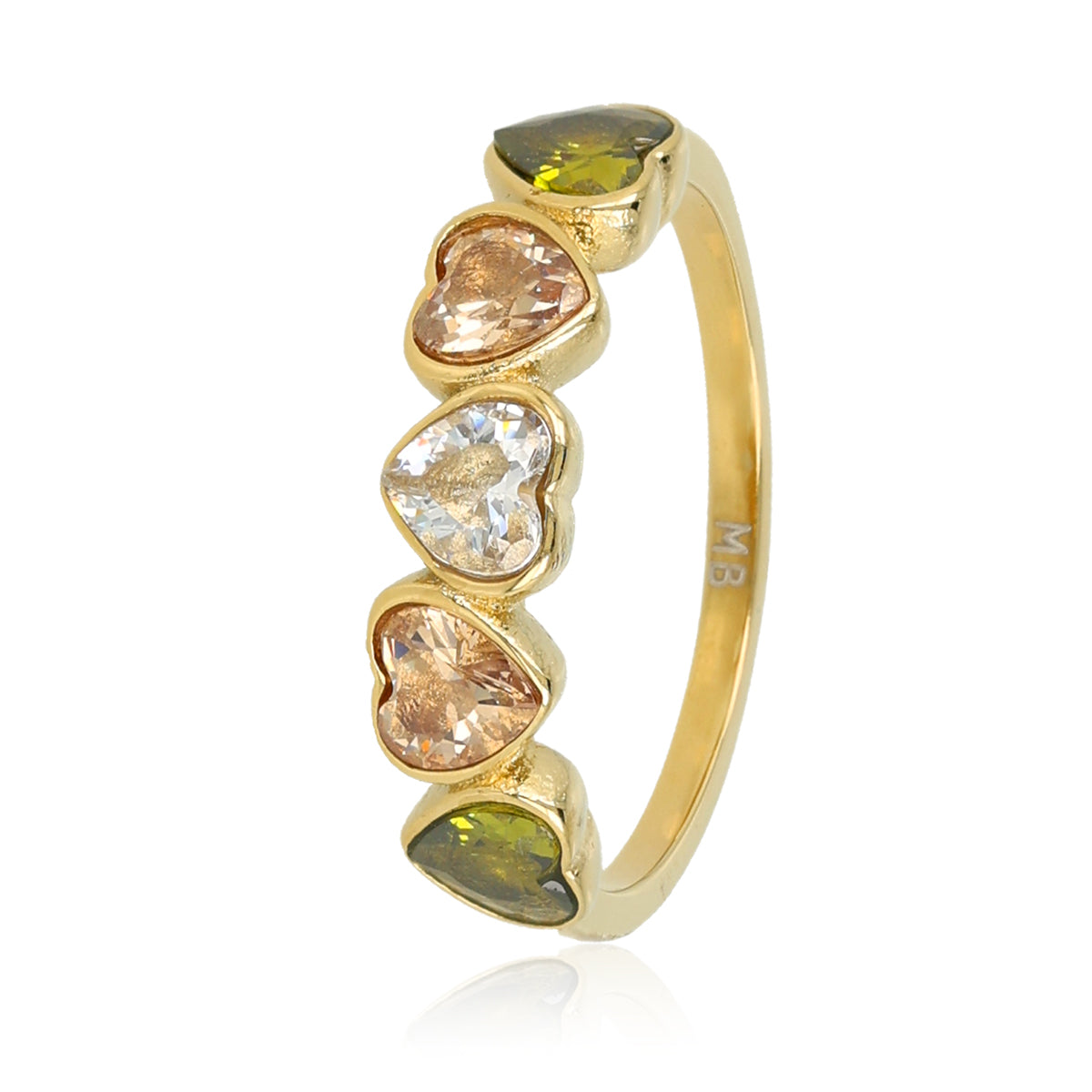 Hartjes Ring met Kleurrijke Kristalglazen