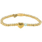 Goldenes Perlenarmband mit Herzchen und Edelstein - Grüner Fluorit