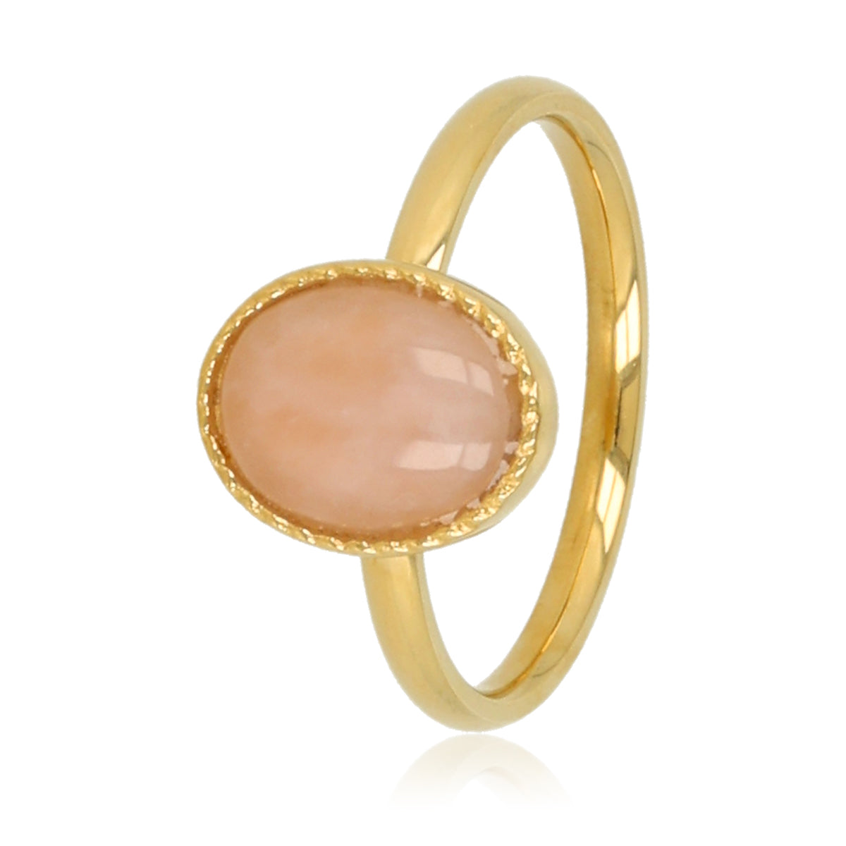 Vintage ring met edelsteen Rose Quartz goudkleurig