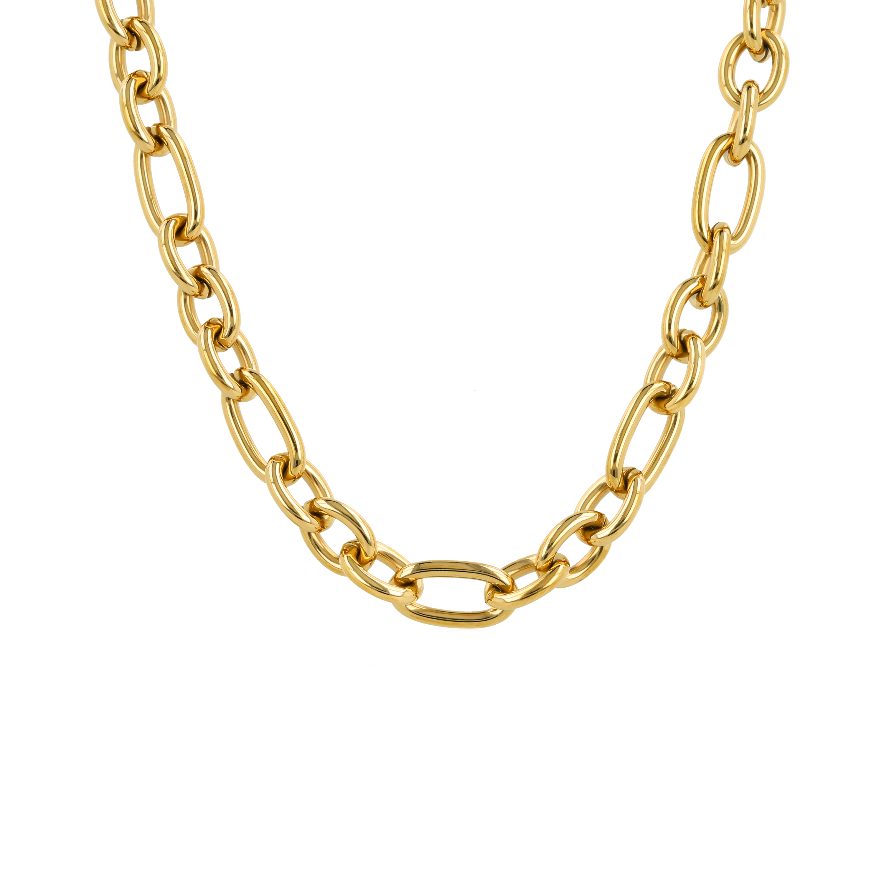 Gouden Damesketting met Ronde en Ovale Schakels - Stainless Steel