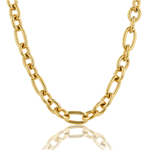 Gouden Damesketting met Ronde en Ovale Schakels - Stainless Steel