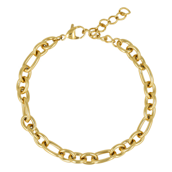 Gouden Damesarmband met Ronde en Ovale Schakels - Stainless Steel