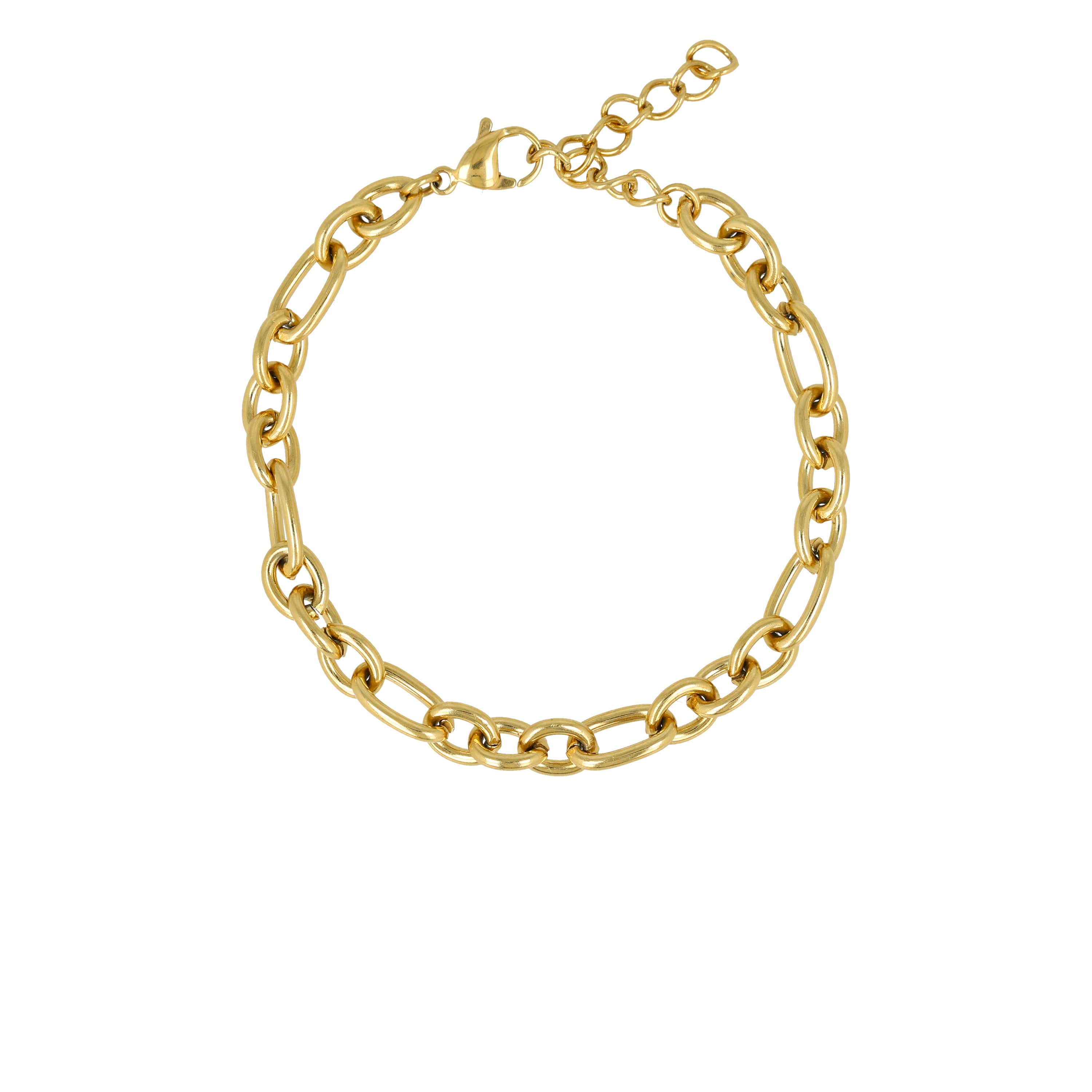 Gouden Damesarmband met Ronde en Ovale Schakels - Stainless Steel