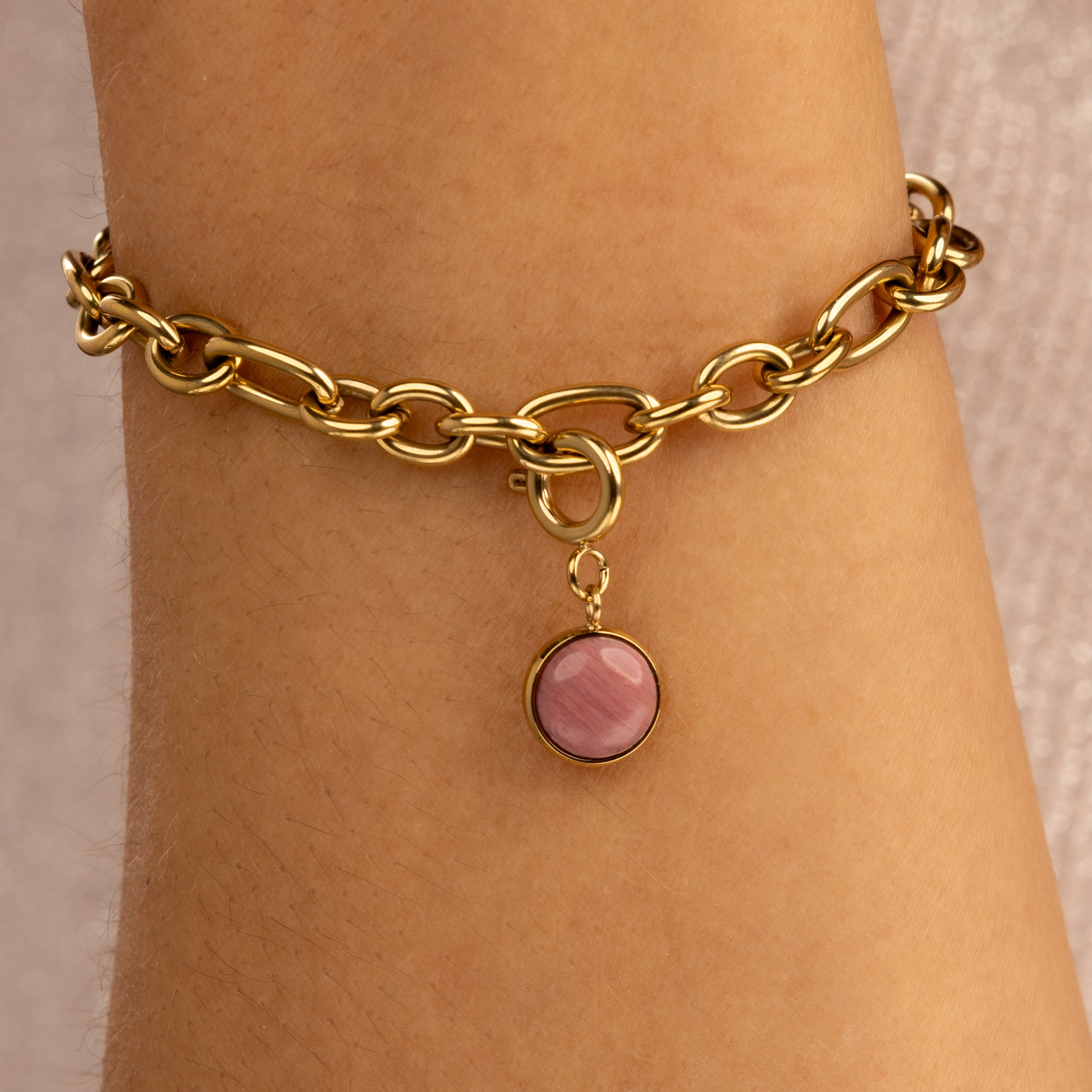 Armband met Rhodonite - Geboortesteen Juli