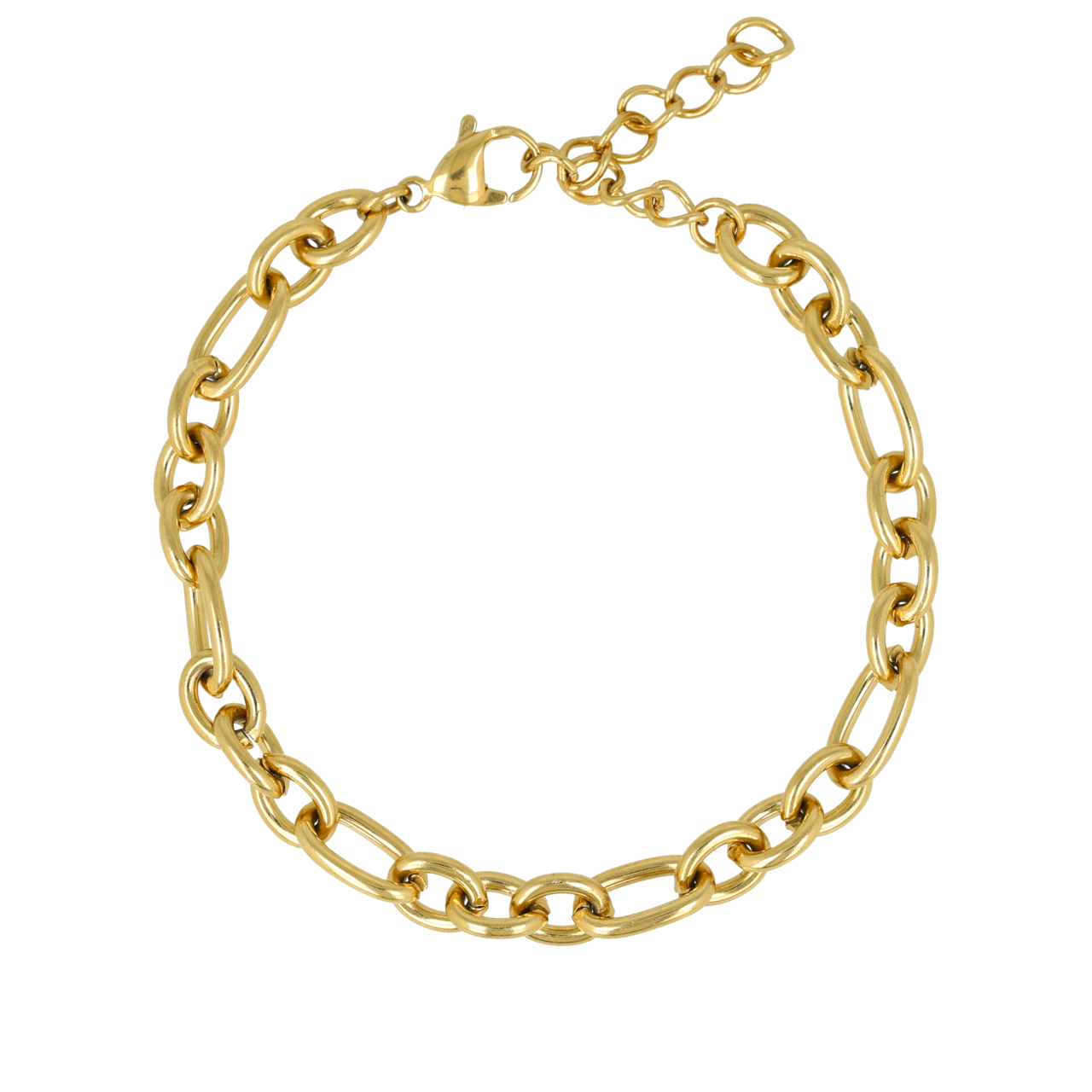 Gouden Damesarmband met Ronde en Ovale Schakels - Stainless Steel