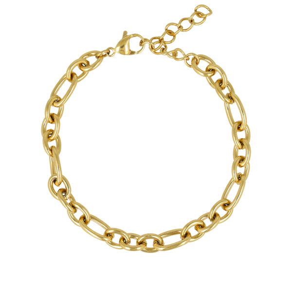Gouden Damesarmband met Ronde en Ovale Schakels - Stainless Steel